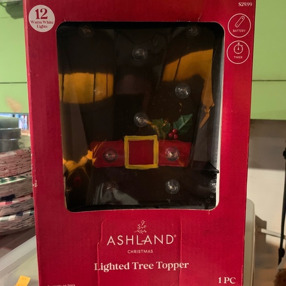 Ashland Other - Ashland Red and Gold Lighted Tree Topper with Holly Accent